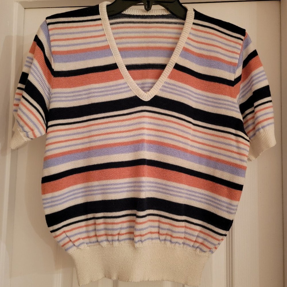 Vintage Union Made Knitted Top, Striped, Size PM
